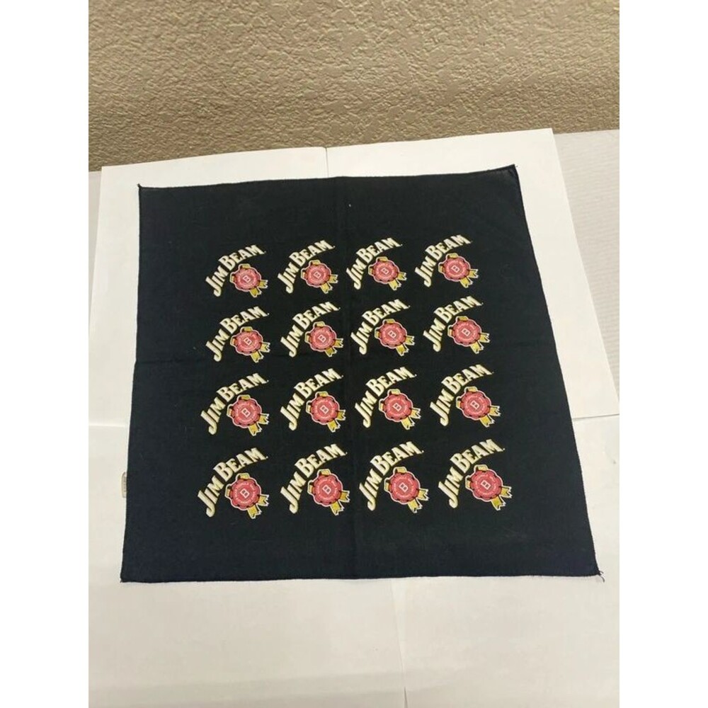 ^Jim beam hanky 14”X14” promotional all over print small bandana